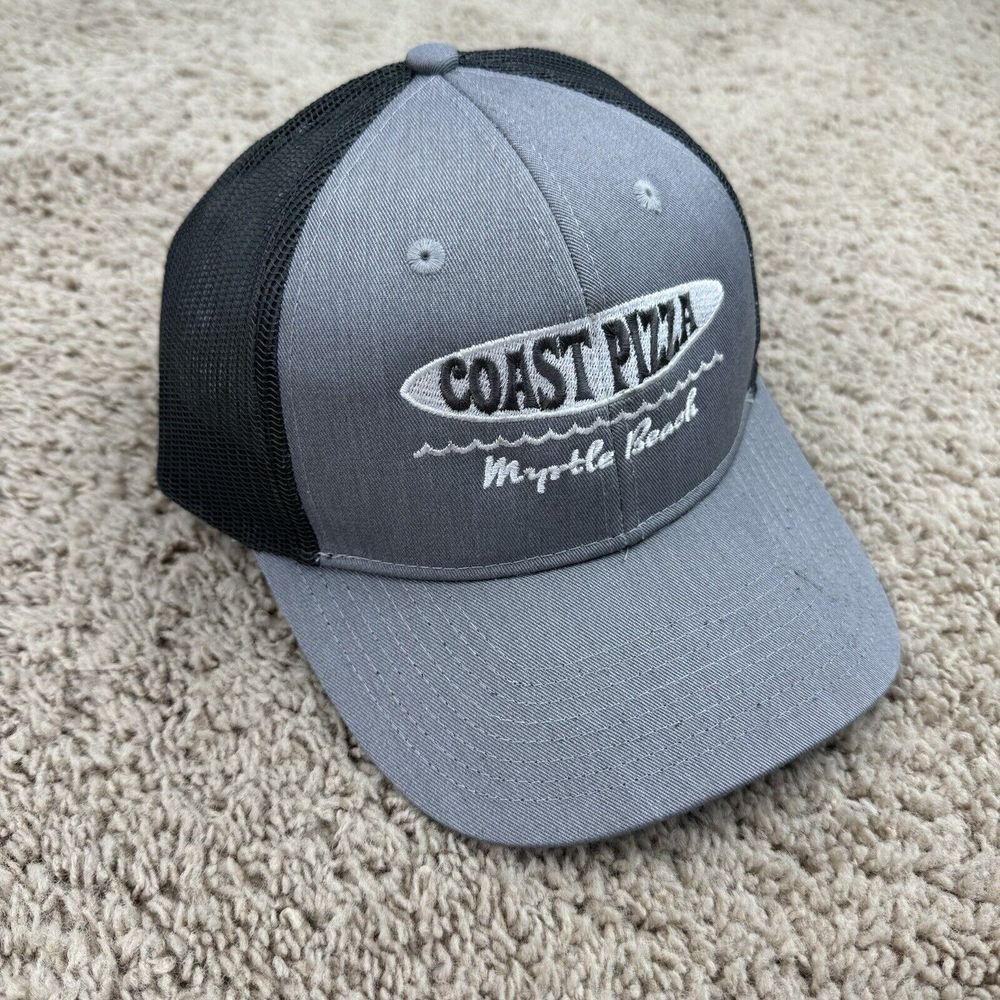 Coast Pizza Myrtle Beach Hat Port Authority SnapBack Gray Black Mesh Logo Cap